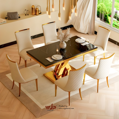 Meja makan stainless 